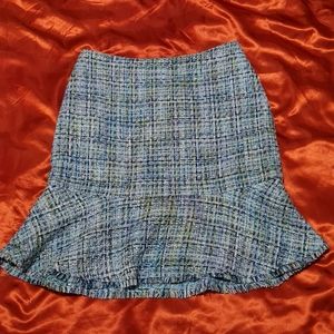 Blue and Green Tweed Skirt with Flair